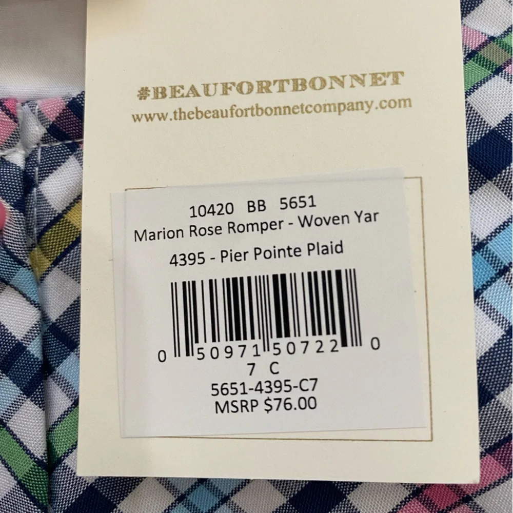 NWT TBBC Marion Rose Colorful Navy Plaid Sleeveless Jumpsuit Romper girls 7